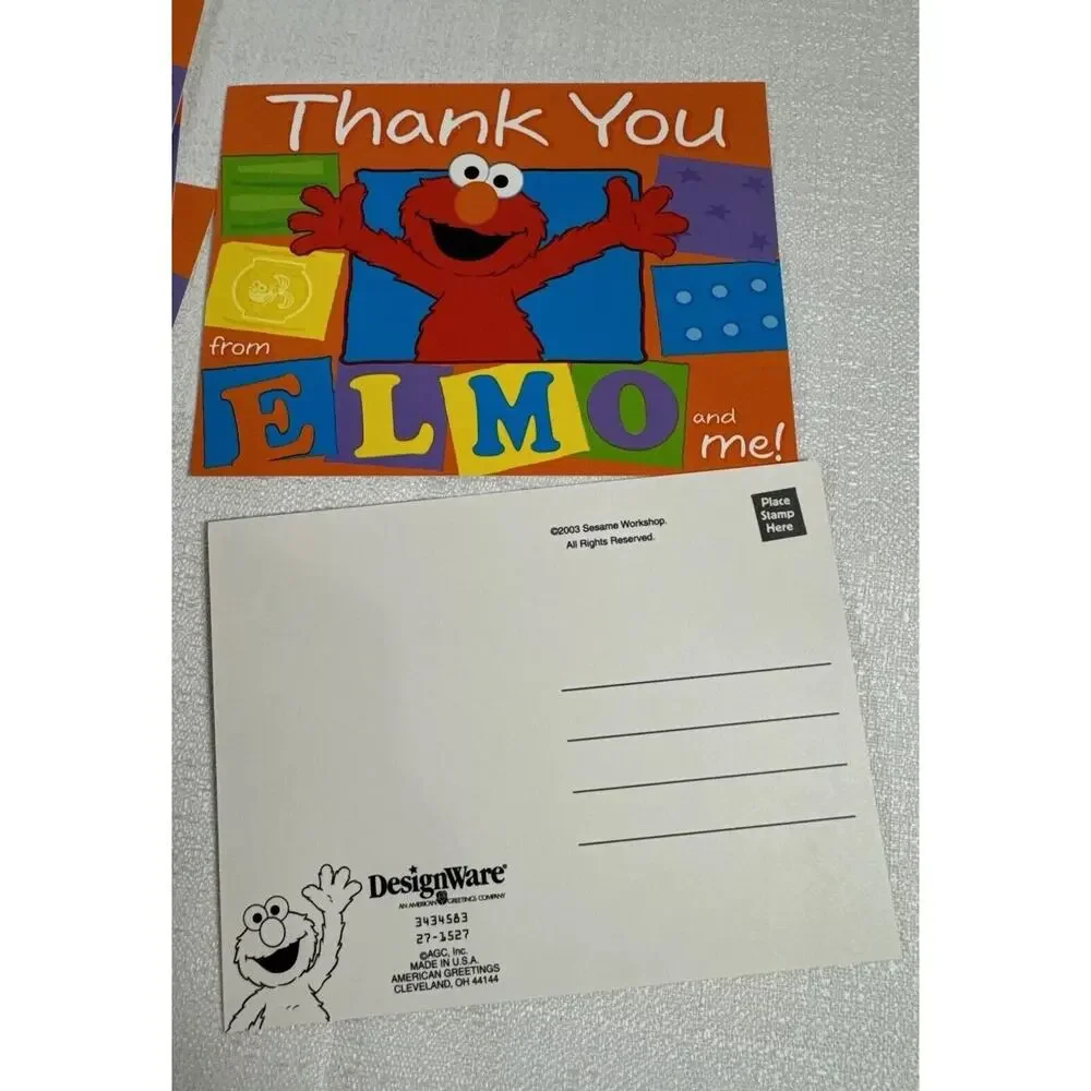 SESAME STREET Elmo LOVES PARTIES 8 INVITATIONS & 6 THANK YOU Postcards 2003